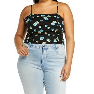 bp. Black Floral Print Crop Tank, Women’s Size 3X